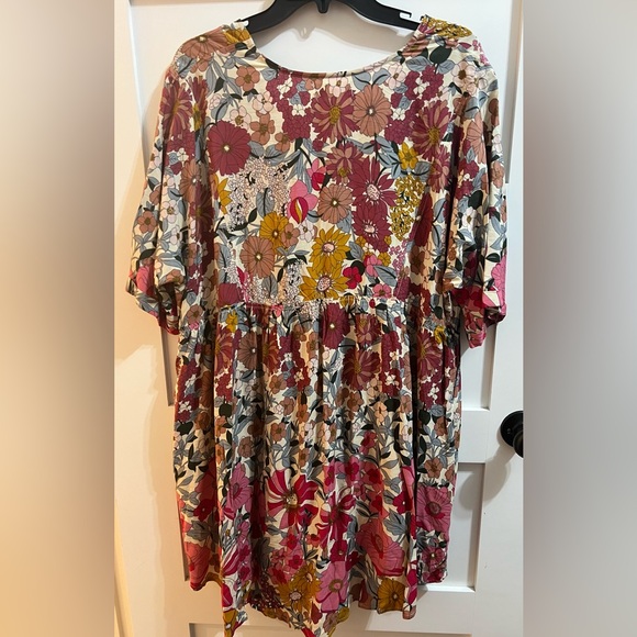 NATURAL LIFE Stella v-neck floral boho mini dress L XL NWT - Picture 2 of 4